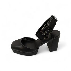 0628 DKNY Barra Anckle Strap Black Women's Platform Heels Shoes